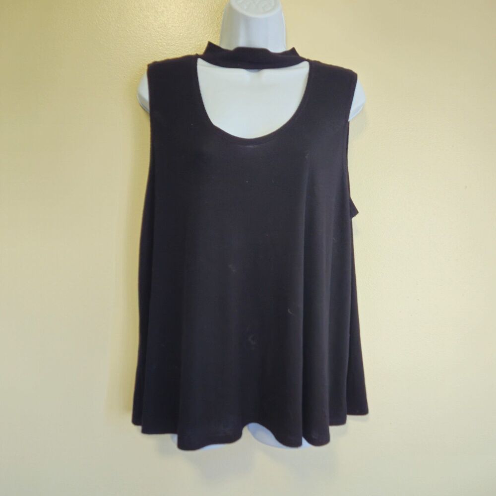 A.N.A. High Neck Cut Out Ribbed Tank Top Summer Goth Dark Casual Women XL